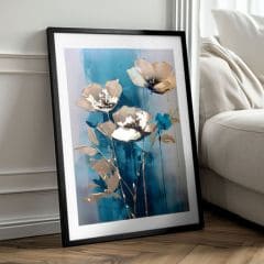 Zidni poster s EXTRA efektom - Teal Flowers